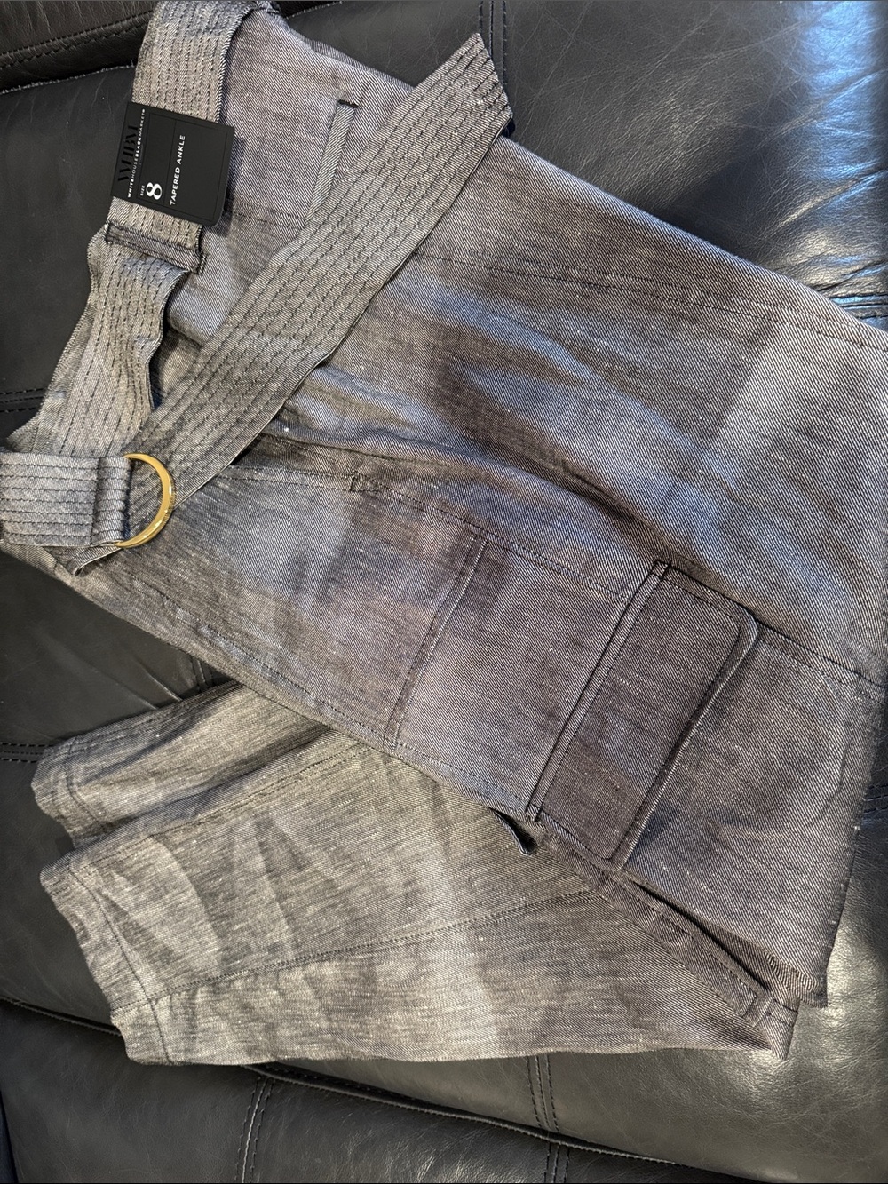White House Black Market Gray Cargo Jumpsuit with Belt